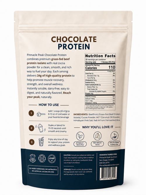 Chocolate Grass-Fed Beef Protein Powder - 30 Servings
